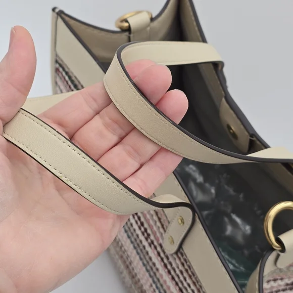 Coach Field Tote In Upwoven Leather, Chalk Multi - Picture 15 of 16